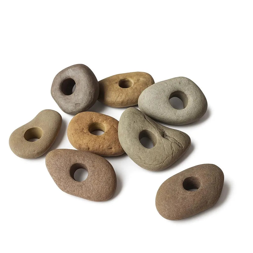 Aquarium Plant Holder Rock – Natural River Stone with Hole | Handmade Fish Tank Decor and Aquascape Accessory