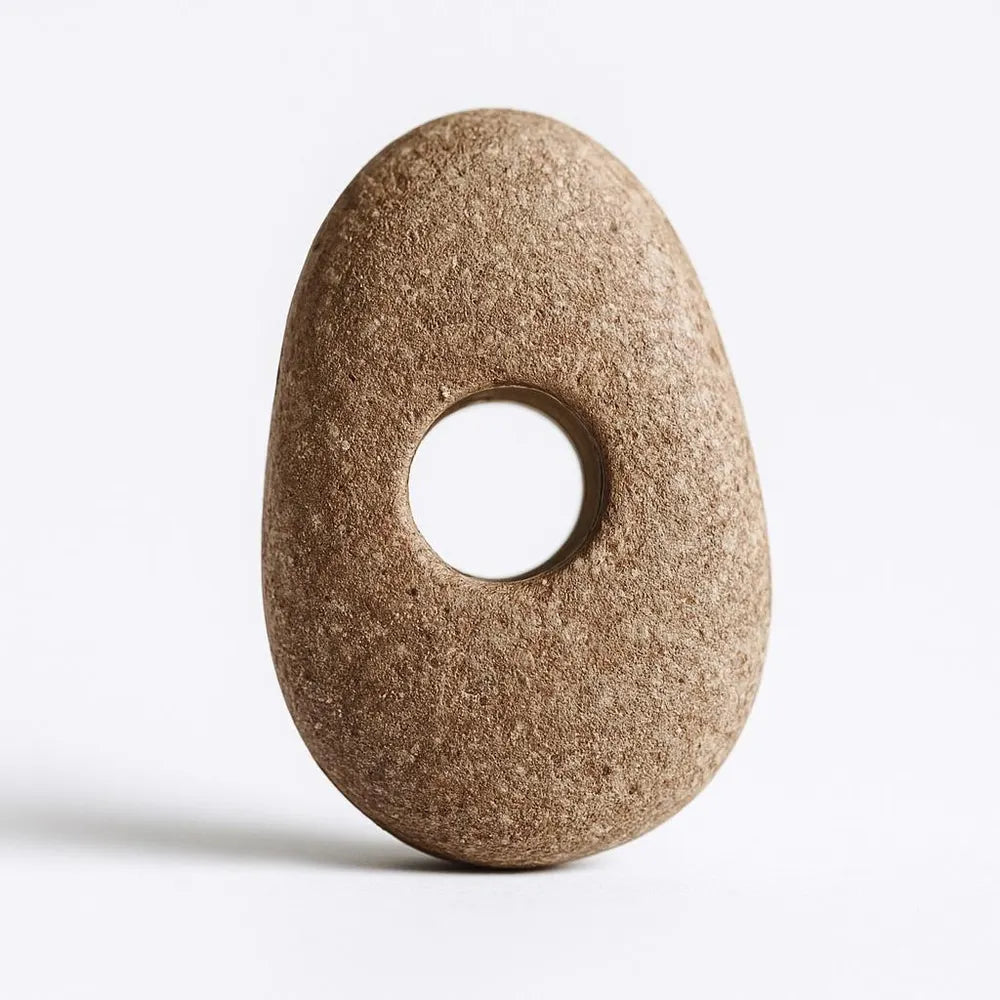 Aquarium Plant Holder Rock – Natural River Stone with Hole | Handmade Fish Tank Decor and Aquascape Accessory
