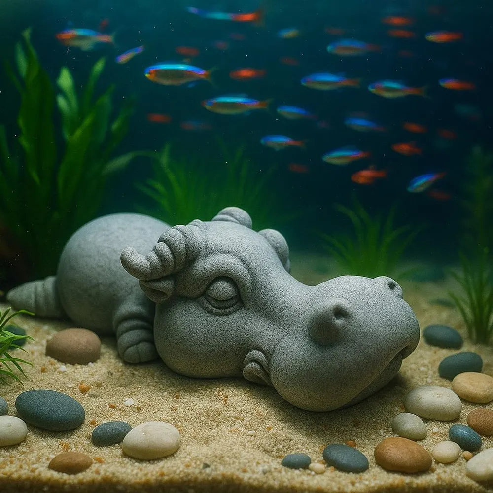 Buffalo Stone Aquarium Decor – Artificial Sandstone Figurine | Handmade Fish Tank Ornament and Zen Aquascape Sculpture