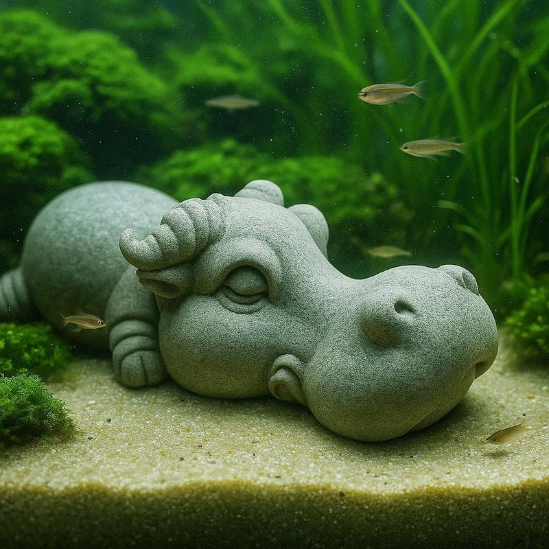 Buffalo Stone Aquarium Decor – Artificial Sandstone Figurine | Handmade Fish Tank Ornament and Zen Aquascape Sculpture
