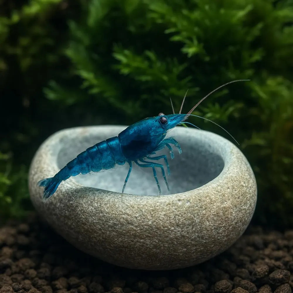 Aquarium Shrimp Cave Feeding Bowl | Betta Fish Dish | Natural River Stone | Snail Tank Decor Rock Bowl