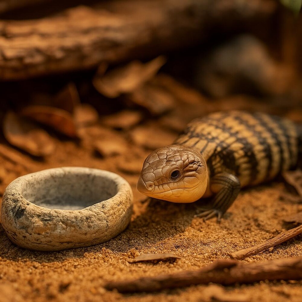Natural Stone Blue Tongue Skink Bowl | Reptile Food Dish | Veggie Feeder | Heavy Rock Dish | Terrarium Decor