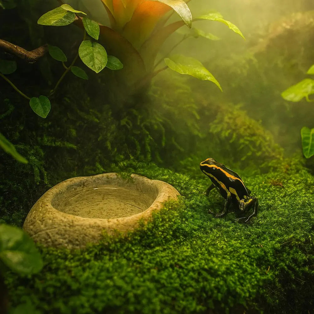 Natural River Stone Dart Frog Water Dish | Mini Food Bowl for Terrarium | Handmade Pebble Dish for Vivarium Decor