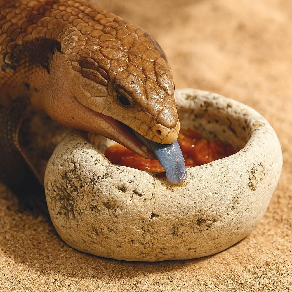 Natural Stone Blue Tongue Skink Bowl | Reptile Food Dish | Veggie Feeder | Heavy Rock Dish | Terrarium Decor