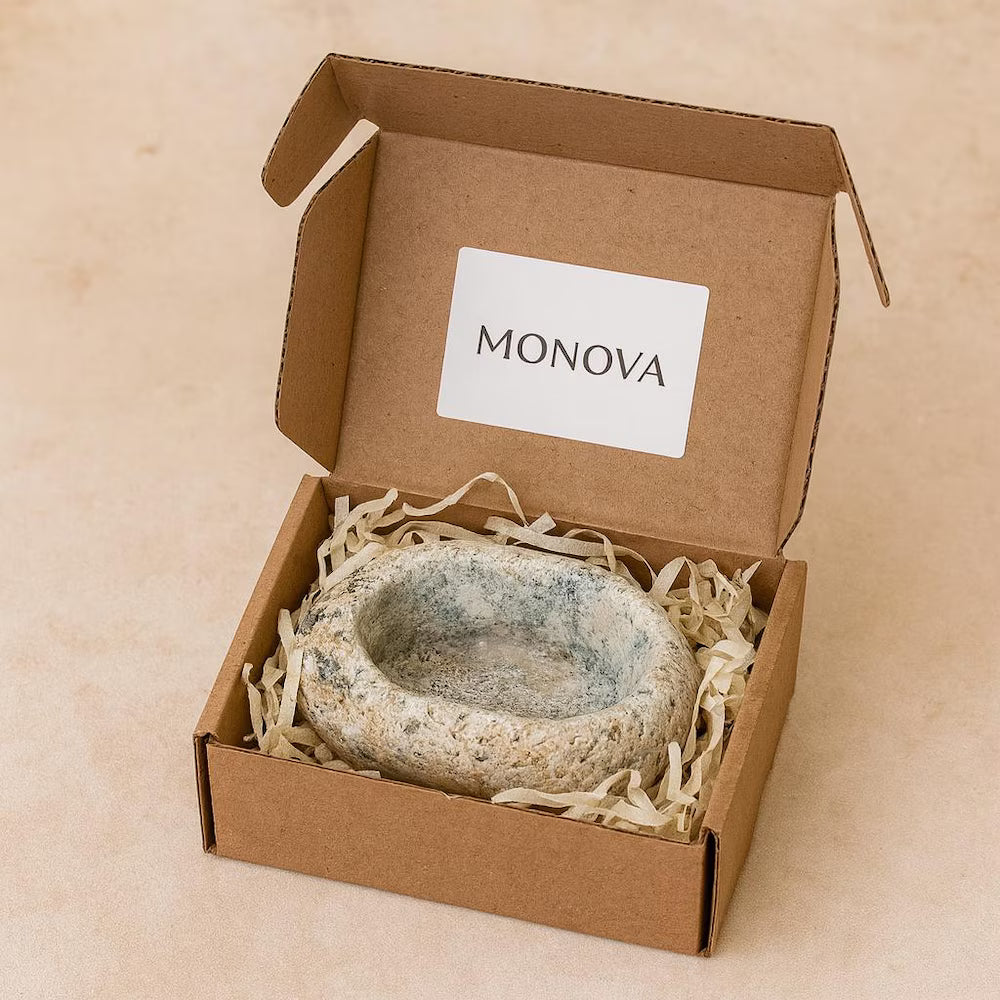 Natural Stone Invertebrate Water Dish for Terrarium — Tarantula, Scorpion, Millipede Hydration Bowl — Real River Rock