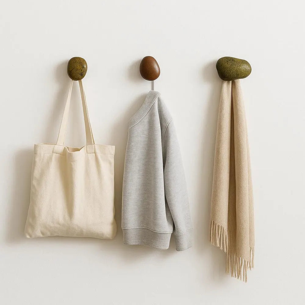 Natural Stone Wall Hook | River Rock Coat Hook | Rustic Pebble Wall Hanger | Minimalist Stone Decor | Unique Entryway Hook