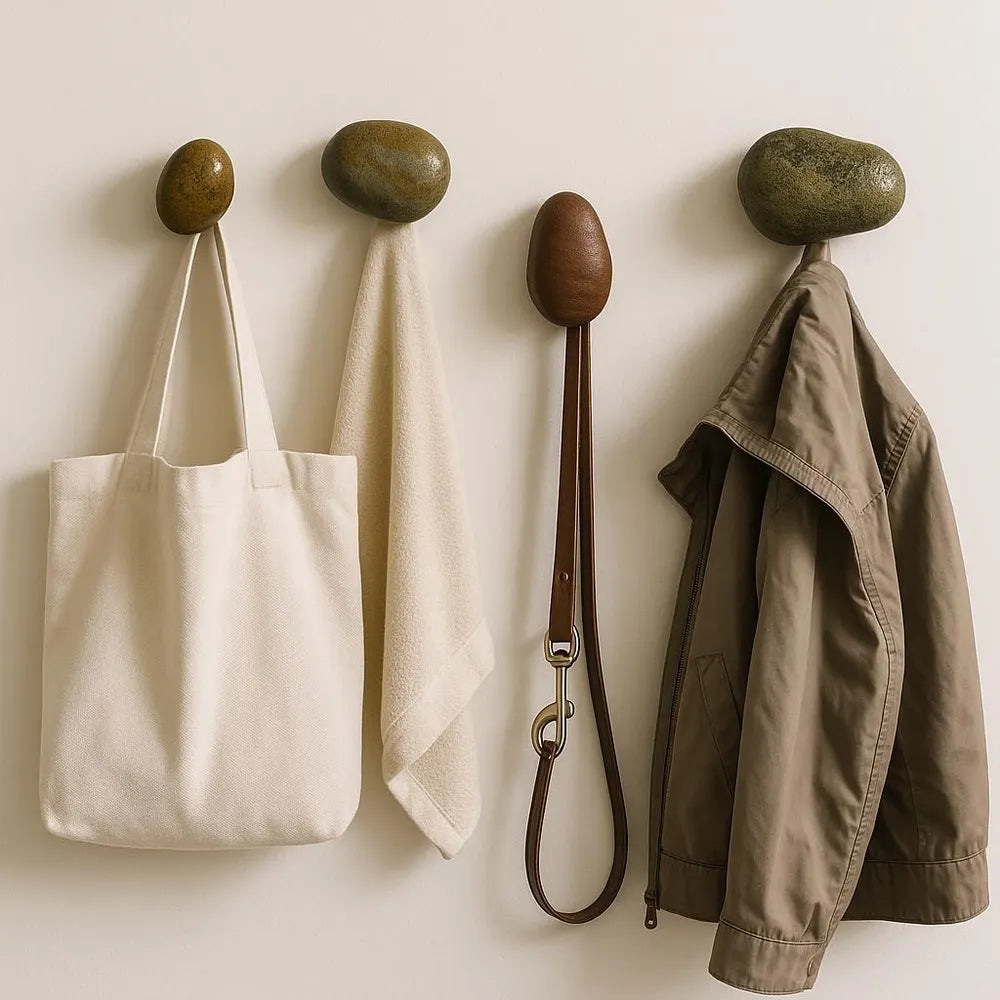 Natural Stone Wall Hook | River Rock Coat Hook | Rustic Pebble Wall Hanger | Minimalist Stone Decor | Unique Entryway Hook