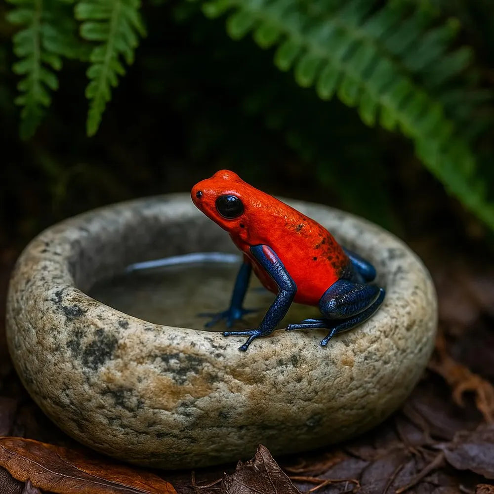 Natural River Stone Dart Frog Water Dish | Mini Food Bowl for Terrarium | Handmade Pebble Dish for Vivarium Decor