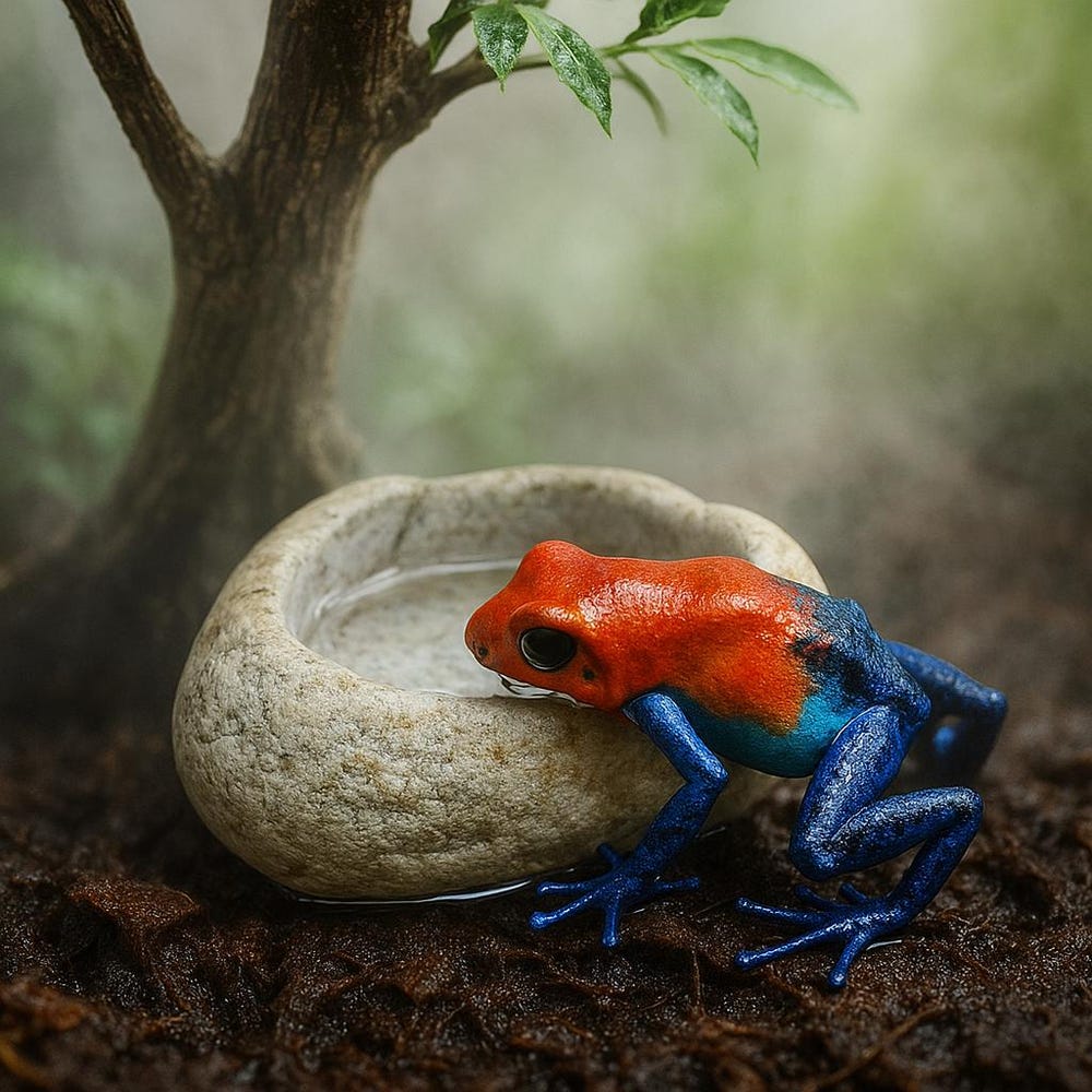 Natural River Stone Dart Frog Water Dish | Mini Food Bowl for Terrarium | Handmade Pebble Dish for Vivarium Decor