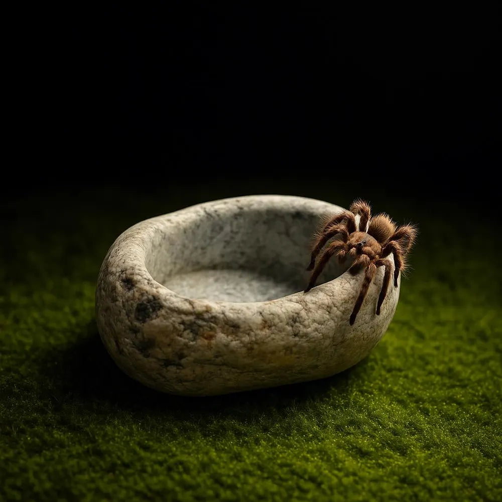 Tarantula Water Dish | Natural River Stone Bowl | Mini Pebble Water Dish | Handmade Rock Decor for Baby Tarantulas and Slings
