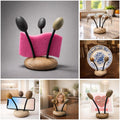 Natural Pebble Multi-Purpose Stand | Adjustable Stone Holder for Sponge, Phone, Photo and Kitchen Decor | Handmade River Rock Base