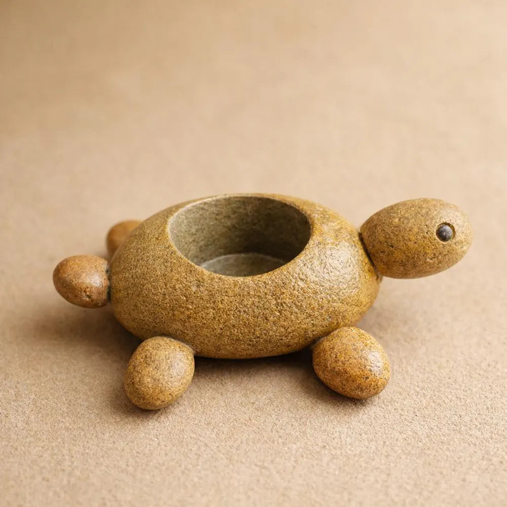 Aquarium Decor Turtle Planter, Shrimp Hide Cave, Fish Tank Plant Pot, Pebble Aquarium Decor, Mini Planter for Aquascape