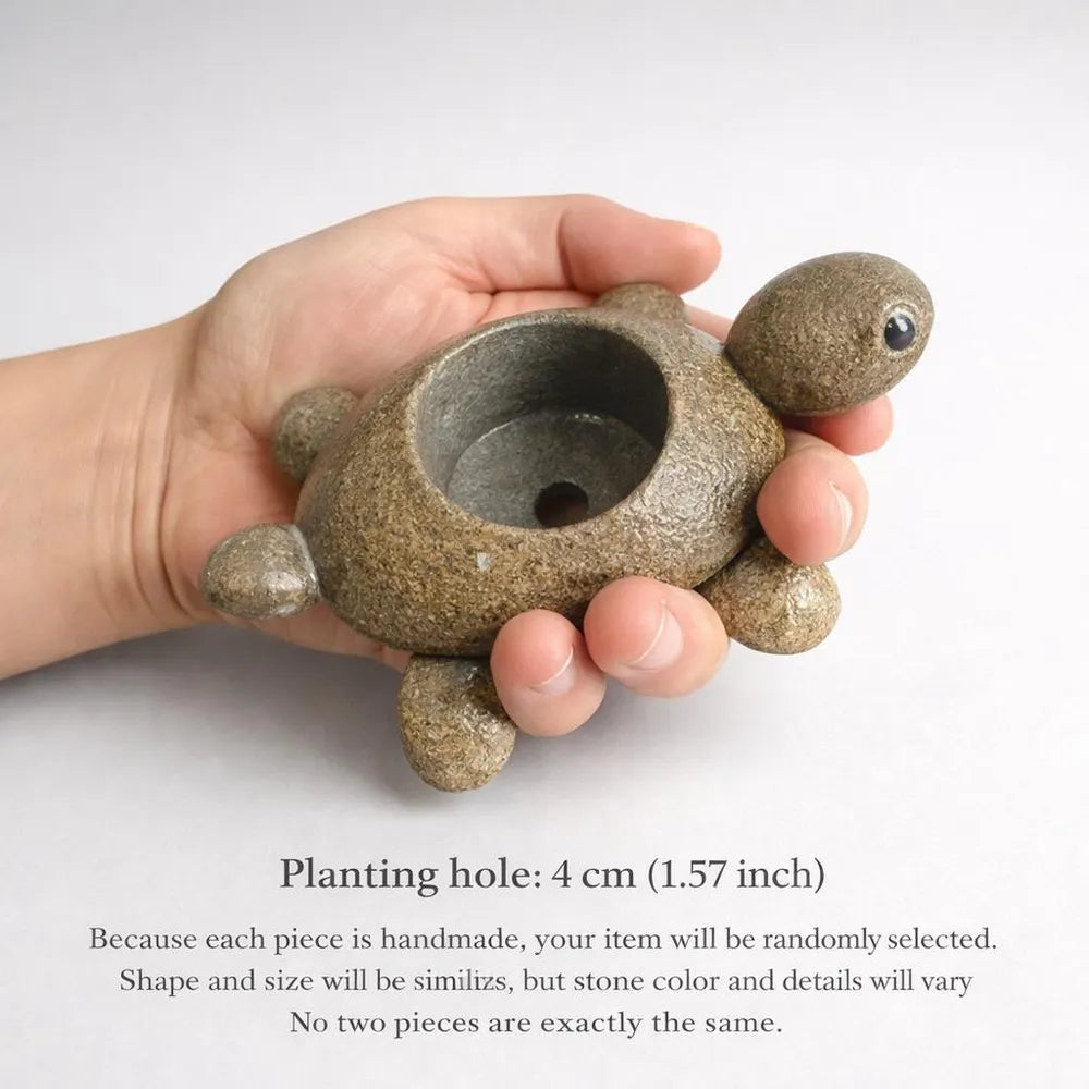 Aquarium Decor Turtle Planter, Shrimp Hide Cave, Fish Tank Plant Pot, Pebble Aquarium Decor, Mini Planter for Aquascape