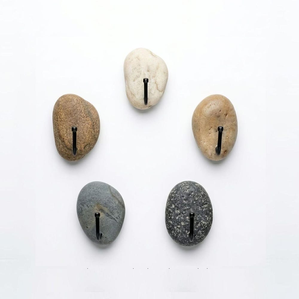 Stone Wall Hooks – Pebble Wall Hooks, Rock Key Holder, Natural Stone Key Hooks For Entryway