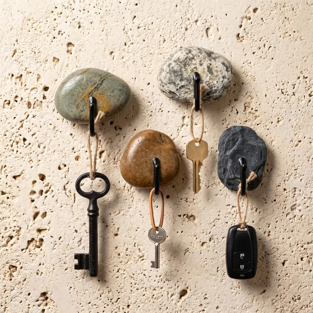 Stone Wall Hooks – Pebble Wall Hooks, Rock Key Holder, Natural Stone Key Hooks For Entryway
