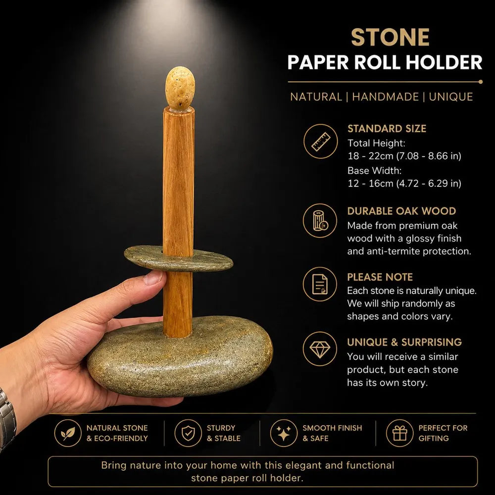 Spa Bathroom Accessory, Zen Stone Decor, Minimalist Toilet Paper Holder, Wellness Bathroom Styling
