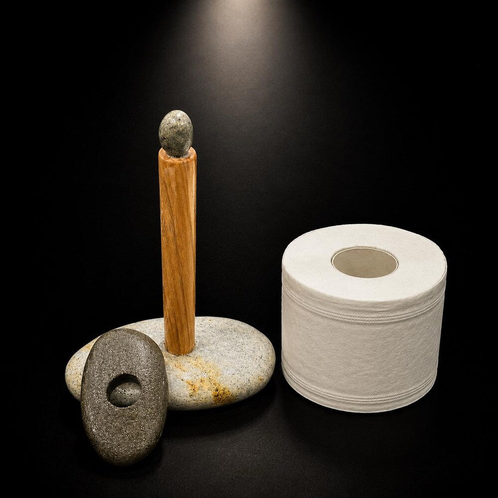 Spa Bathroom Accessory, Zen Stone Decor, Minimalist Toilet Paper Holder, Wellness Bathroom Styling