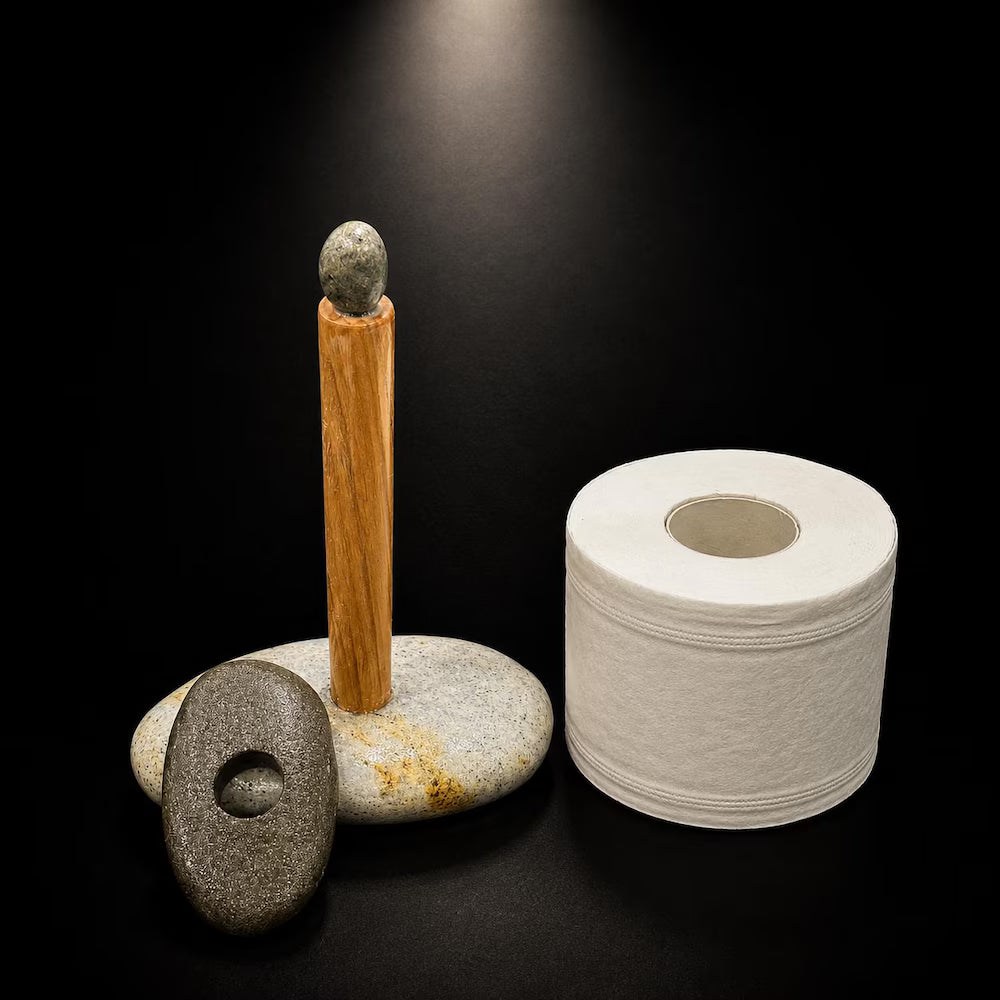 Luxury Bathroom Decor, Stone Toilet Paper Stand, Spa Style Bathroom Accessory, Modern Black Bathroom Decor