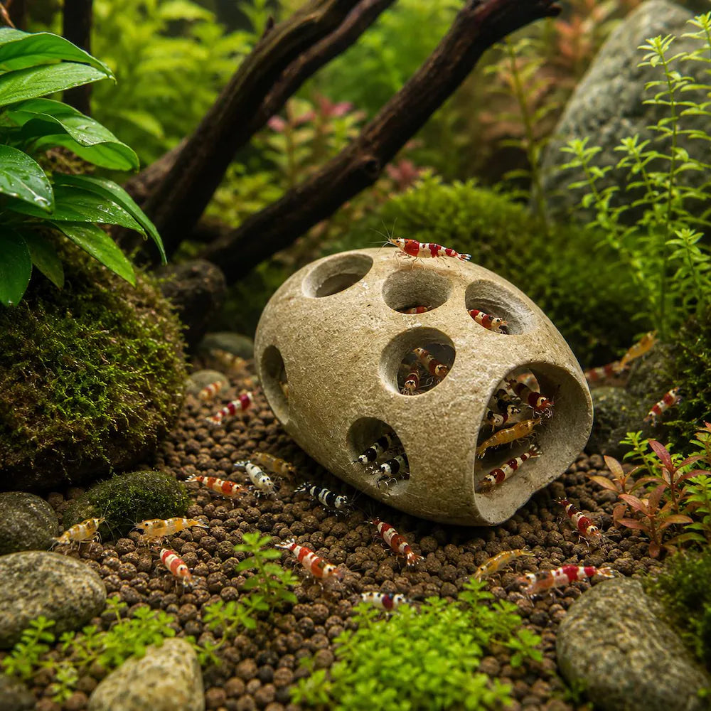 Shrimp Hide Cave Natural Stone, Shrimp Breeding Cave, Aquarium Shrimp Shelter, Fish Hideout Cave, Shrimp Tank Decor, Pebble Aquarium Decor
