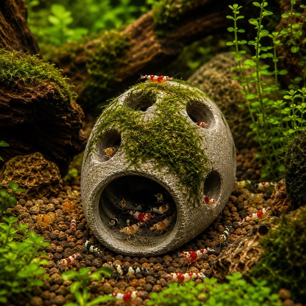Shrimp Hide Cave Natural Stone, Shrimp Breeding Cave, Aquarium Shrimp Shelter, Fish Hideout Cave, Shrimp Tank Decor, Pebble Aquarium Decor